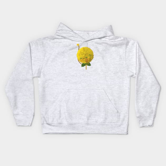 Yellow Boom Boom Dahlia Kids Hoodie by Kath Waxman Illustration